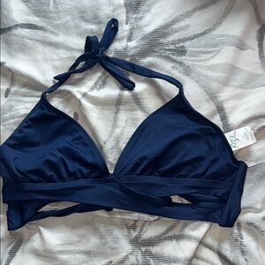 Navy Blue Halter Bikini Top